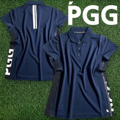PGG by PEARLY GATES ピージージー パーリーゲイツ ゴルフ 吸水速乾×高通気性 6口鹿の子 サイドロゴ 無地 ストレッチ 半袖 ポロシャツ ウェア レディース 269-2260702 定価1.8万 ダークネイビー  ▲021▼50806w11