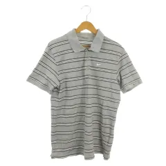 ナイキ NIKE ゴルフウェア ポロシャツ L グレー ストライプ柄 襟付き 半袖 /AO26 ■GY61