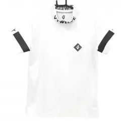 【美品】V12 半袖ハイネックシャツ 白系×黒 ネック英字ロゴ 胸立体ロゴ レディース 0(S) ゴルフウェア V12のサムネイル