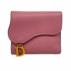 クリスチャン・ディオール(Christian Dior) クリスチャンディオール 三つ折り財布 サドル レザー オーキッドピンク レディース