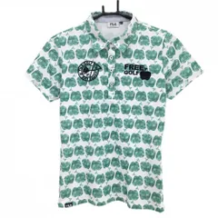 【超美品】フィラゴルフ 半袖ポロシャツ 白×グリーン リンゴ総柄  レディース L ゴルフウェア FILA GOLF