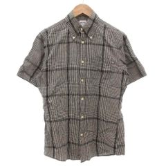 ブルックスブラザーズ BROOKS BROTHERS ボタンダウンシャツ 半袖 チェック S 黒 ブラック 白 ホワイト /GV ■GY62