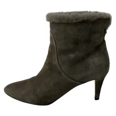JIMMY CHOO(ジミーチュウ) ショートブーツ 38 1/2 レディース - グレー アウトソール張替済 ムートン
