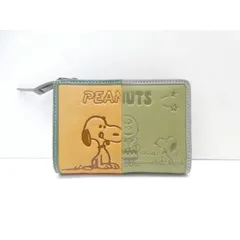 PEANUTS スヌーピー グリーン 二つ折り財布 △WA6676