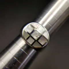 IBB マザーオブパール モザイクタイル 925 シルバー シグネット リング 銀 指輪 オーバルトップ ボリューム 存在感 大きいサイズ Y26-H