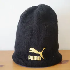 PUMA　男女兼用　黒色　ニット帽　裏面豹柄　サイズ５７cm〜５９cm　キャップ　帽子　[[AP]]