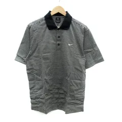 ナイキゴルフ NIKE GOLF ゴルフウエア ポロシャツ 半袖 ポロカラー ボーダー柄 ロゴ刺繍 M 黒 ブラック /SM9 ■GY61