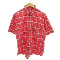 ブルックスブラザーズ BROOKS BROTHERS 美品 シャツ L 赤 レッド 青 ブルー チェック柄 ボタンダウン 半袖 /YJ ■GY60