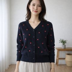 完売品】ヤマダヤ vin ハート刺繍 ブラックニットカーディガン - メルカリ