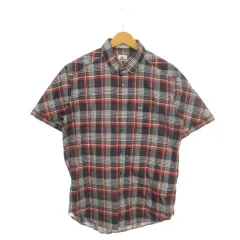 ラコステ LACOSTE シャツ 4 黒 ブラック 赤 レッド 白 ホワイト チェック柄 ボタンダウンカラー 半袖 /MN34 ■GY61