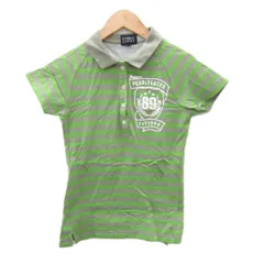 パーリーゲイツ PEARLY GATES ゴルフウエア ポロシャツ 半袖 0 グリーン ボーダー柄 ロゴプリント /SY8 ■GY61