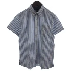 トミーヒルフィガー TOMMY HILFIGER ボタンダウンシャツ ストライプ 半袖 白 青 L ■ECT