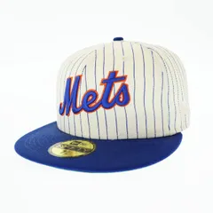 ニューエラ NEW ERA 59FIFTY Retro Script ニューヨークメッツ クーパーズタウン ピンストライプ クロームホワイト ブルーバイザー キャップ 帽子 71/4 ホワイト ブランド古着ベクトル 中古 ▲ 250730