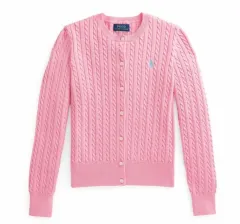 ポロ ラルフローレン ハーバーピンク ケーブル ニット カーディガン セーター ヴィンテージ ジップアップ フード