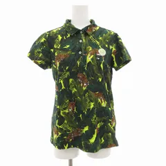 ジャックバニー Jack Bunny!! ポロシャツ カットソー 半袖 ゴルフウエア ロゴ刺繍 アニマル柄 ボタニカル柄 2 緑 グリーン /GV ■GY45