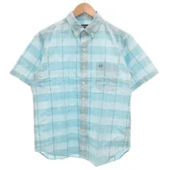 マックレガー マクレガー McGREGOR ボタンダウンシャツ 半袖 BD チェック 刺繍 M 水色 ライトブルー /GV