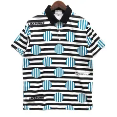 ジャックバニー Jack Bunny メッシュ ダブルフェイス ポロシャツ 半袖 4 ブルー 青 2023SS 美品