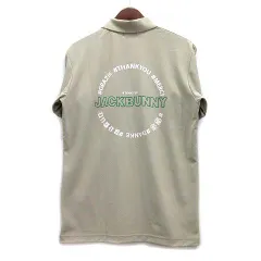 ジャックバニー Jack Bunny!! 鹿の子 ロゴプリント 半袖 ポロシャツ 2023SS ゴルフウェア ベージュ 4 3160423