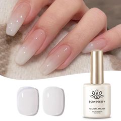 BORN PRETTY Gel Nail - Milky White Sheer Color Gel - Jelly Natural White Color Gel - Transparent Gel - Clear Base - UV/LED Compatible - Soak-Off Gel - Nail Art Salon Supplies