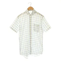 オリヒカ ORIHICA シャツ チェック柄 M 半袖 白 ブルー /HK