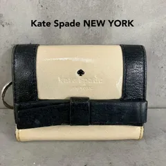 Kate Spade NEW YORK ケイトスペードニューヨーク 三つ折り財布 ミニウォレット コンパクト リボンモチーフ エナメル パテントレザー キーリング付き パスケース IDカード 定期入れ ドット柄 水玉 ブラック ベージュ ★ ■■