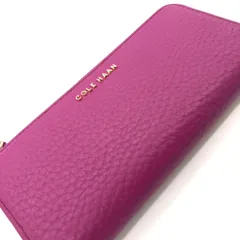 【美品】コールハーン 長財布 ラウンドファスナー マゼンタ パープル レザー