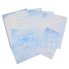 【メール便】milky blue 手紙セット リボン付きレター MIX カミオジャパン 便箋＆封筒 レターセット かわいい グッズ 