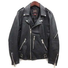 666 トリプルシックス レザー ダブルライダースジャケット ブラック