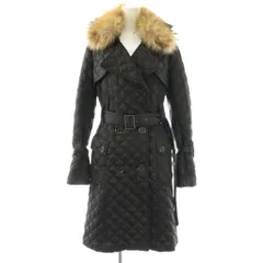 バーバリーブルーレーベル BURBERRY BLUE LABEL キルティングコート アウター フォックスファー ベルト付き 40 ブラック /CX  ■GY18