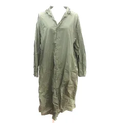 ニコアンド Niko and.. シャツワンピース マキシ ロング スキッパーカラー 長袖 M カーキ 緑 グリーン /AU