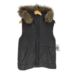 ギャップ Gap Y2K 裏地チェック ビッグファーフード 中綿ベスト メンズ import：S 