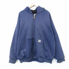 XL/古着 カーハート 長袖 フルジップ スウェット パーカー メンズ ボロ 紺 内側メッシュ【spe】 26feb06