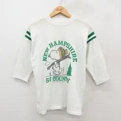 M/古着 ARTEX 7分袖 ビンテージ フットボール Tシャツ メンズ 80年代 80s ピーナッツ スヌーピー コットン クルーネック USA製 白系他【spe】 26feb06のサムネイル