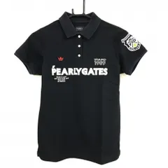 パーリーゲイツ 半袖ポロシャツ ネイビー×白 フロントロゴ  レディース 0(S) ゴルフウェア PEARLY GATES