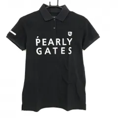 パーリーゲイツ 半袖ポロシャツ ネイビー×白 ロゴプリント サッカー生地  レディース 1(M) ゴルフウェア PEARLY GATES