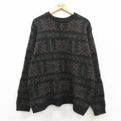 XL/古着 エディーバウアー 長袖 セーター メンズ クルーネック 黒他 26feb06