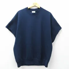XL/古着 半袖 スウェット メンズ 00年代 00s 無地 クルーネック 紺 26feb07