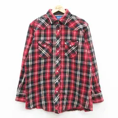 XL/古着 ラングラー 長袖 ウエスタン ヘビー フランネル シャツ メンズ コットン 赤他 チェック 26feb07のサムネイル
