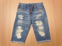 q80★エドウィン BT5097★ダメージ加工 ユーズド加工 ハーフジーンズ★W30 デニムショーツ クラッシュ