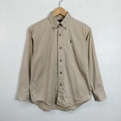 Polo by Ralph Lauren ポロ ラルフローレン 長袖 シャツ BD ボタンダウン ポニー 刺繍 コットン シンプル 古着 ベージュ系 S C714