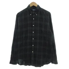 ラルフローレン RALPH LAUREN シャツ 長袖 ボタンダウン BD チェック柄 L 緑 グリーン 黒 ブラック 黄 イエロー 赤 レッド /JS ■GY53