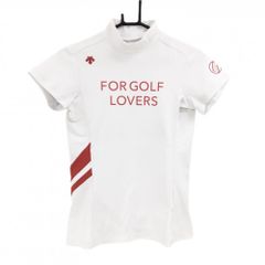 DESCENTE GOLF モックネックシャツ ホワイト×ピンク レディースL