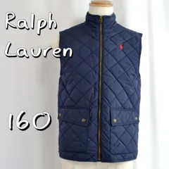 【極美品】Ralph Laurenラルフローレン 胸ポニー刺繍 ハイネックキルティングベスト ネイビー 160 (メンズS/レディースM相当) 紺ネイビー 【古着】【中古】【送料無料】