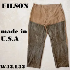 FILSON W42L32相当 ハンティングパンツ アメリカ製 ダブルニー オイルドコットン（カーキ部分） ブラウン/カーキ BIGSIZE フィルソン made in USA　大きいサイズのサムネイル