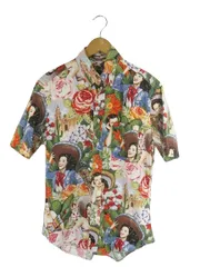 ギットマン ブラザーズ GITMAN BROS. シャツ 半袖 総柄 ボタニカル柄 マルチカラー サイズM QQQ