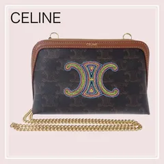 【CELINE】チェーン付きクラッチ キュイルトリオンフ 小さめ 10E382EGK.14ML ショルダーバッグ PVC ブラウン ゴールド金具 レディース【バッグ】