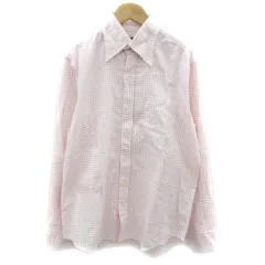タケオキクチ TAKEO KIKUCHI カジュアルシャツ 長袖 グラフチェック柄 ホワイト 白 コーラルピンク /YM34