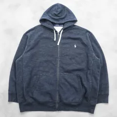 Polo Ralph Lauren リバースウィーブ ジップパーカー 3XL グレー スモールポニー 刺繍 ロゴ ビッグサイズ フロントポケット