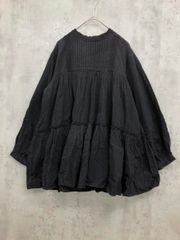 FREAK'S STORE フリークスストア Aライン フリル ギャザーレース ティアード ブラウス シャツ sizeF/黒 ■◇ レディース