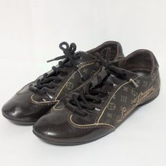 美品 ルイヴィトン モノグラムデニム スエード ブルー スニーカー 24.0